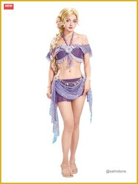 Princess Cosplay Swimsuit Mermaid Bathing Suit Retro Bikini Set Rave